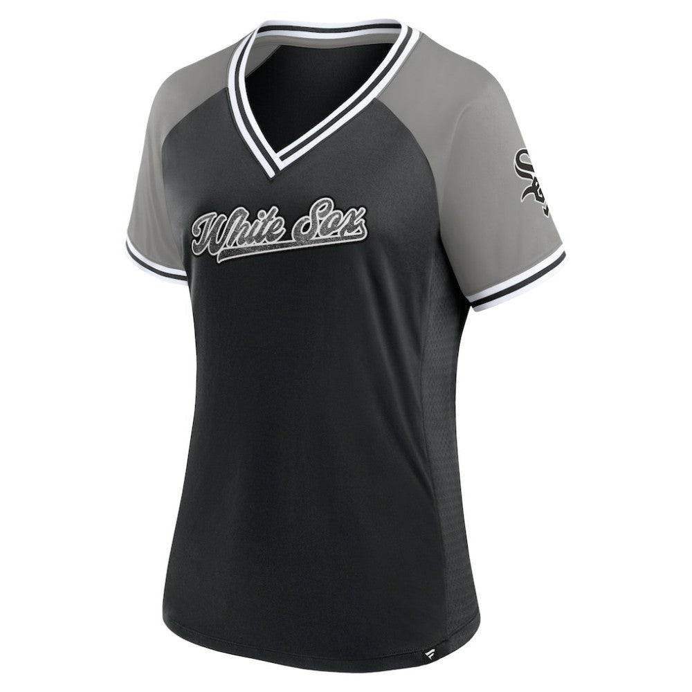 Chicago White Sox Fanatics Women's Glitz & Glam League Diva Raglan V-Neck T-Shirt - MLB