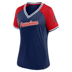 Cleveland Guardians Fanatics Women's Glitz & Glam League Diva Raglan V-Neck T-Shirt - MLB