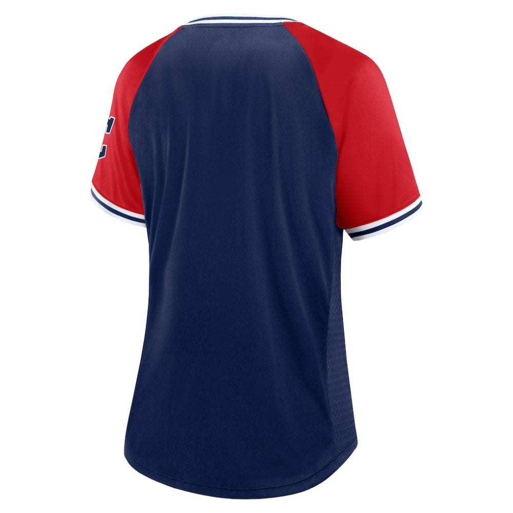 Cleveland Guardians Fanatics Women's Glitz & Glam League Diva Raglan V-Neck T-Shirt - MLB