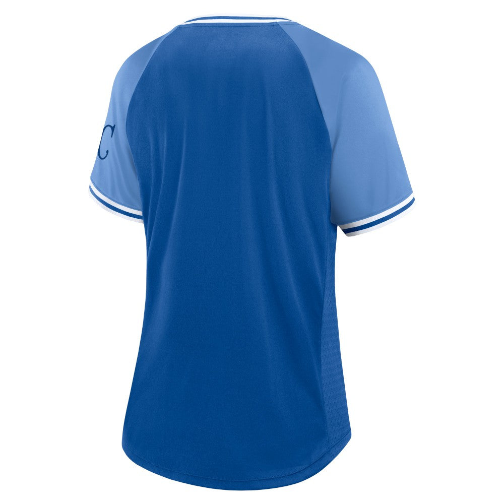 Kansas City Royals Fanatics Women's Glitz & Glam League Diva Raglan V-Neck T-Shirt - MLB