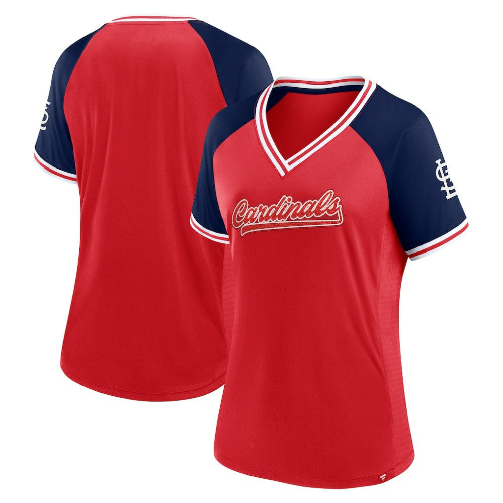 St. Louis Cardinals Fanatics Women's Glitz & Glam League Diva Raglan V-Neck T-Shirt - MLB