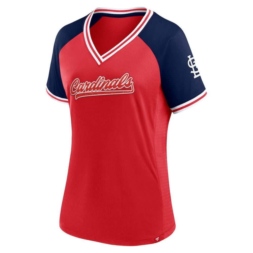 St. Louis Cardinals Fanatics Women's Glitz & Glam League Diva Raglan V-Neck T-Shirt - MLB