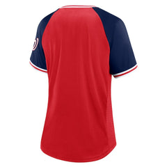 Washington Nationals Fanatics Women's Glitz & Glam League Diva Raglan V-Neck T-Shirt - MLB