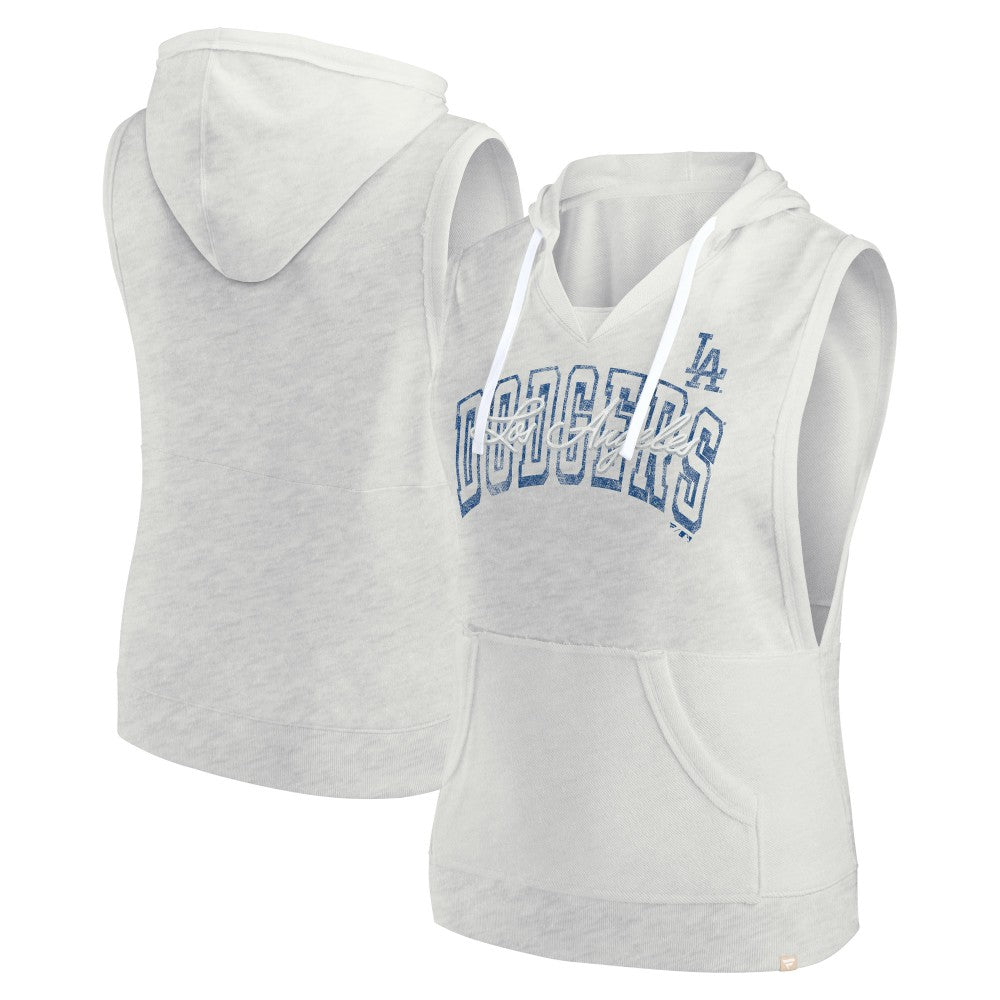 Los Angeles Dodgers Fanatics Women's Lounge Script Sleeveless Pullover Hoodie - MLB