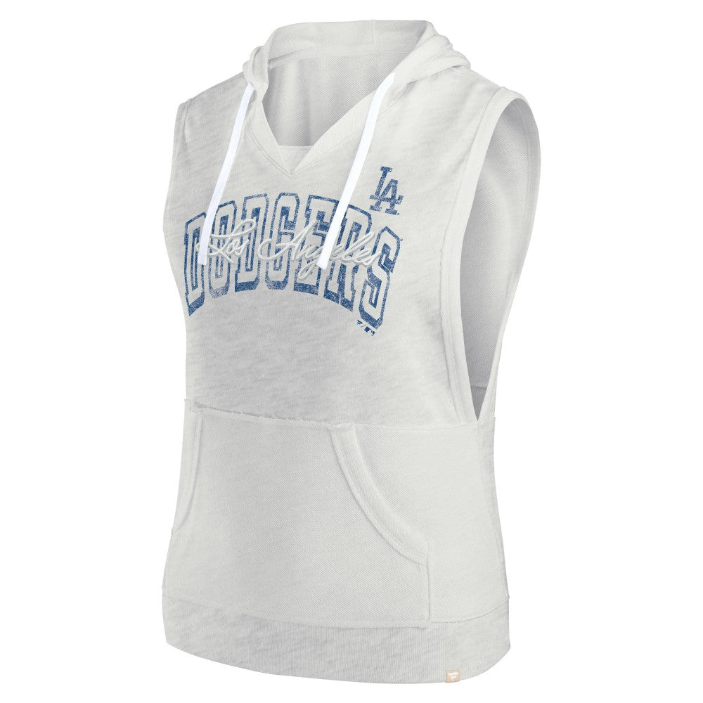 Los Angeles Dodgers Fanatics Women's Lounge Script Sleeveless Pullover Hoodie - MLB