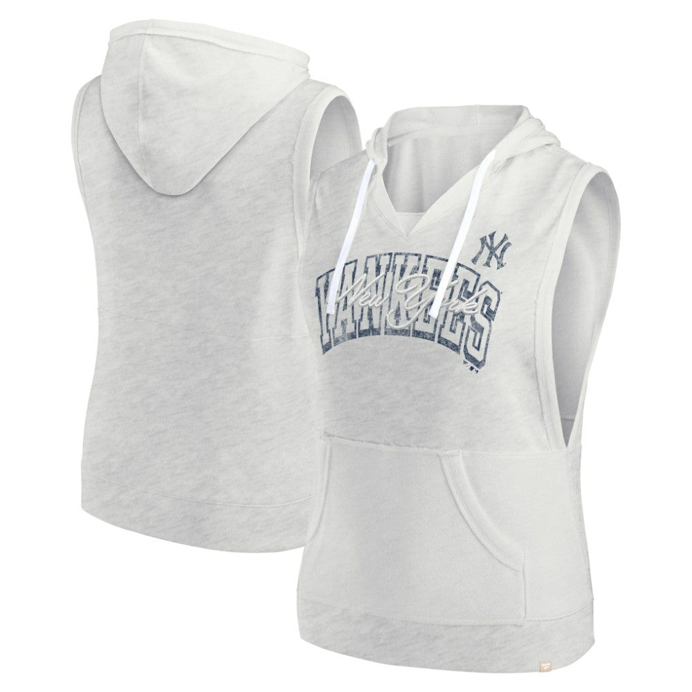New York Yankees Fanatics Women's Lounge Script Sleeveless Pullover Hoodie - MLB