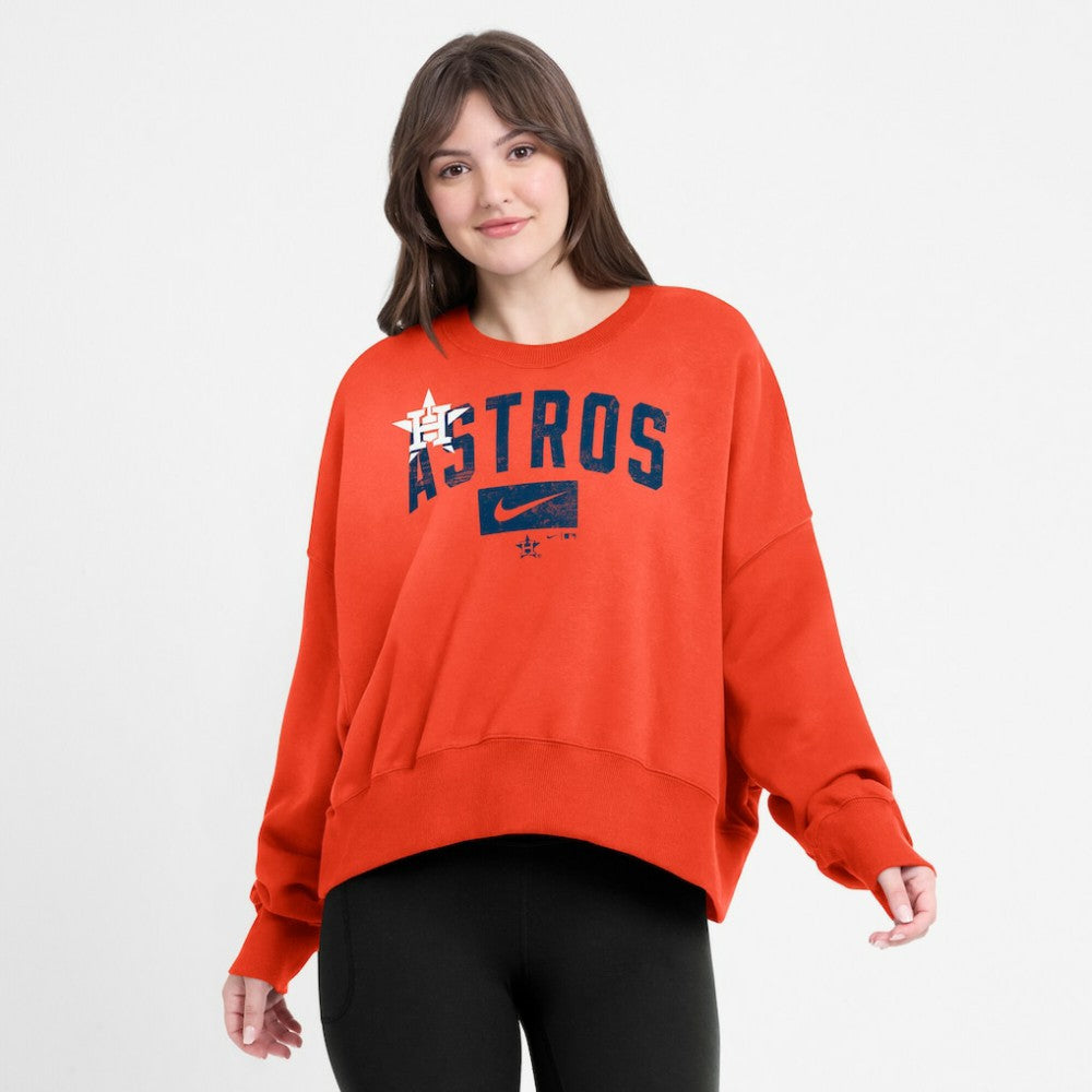 Houston Astros Nike Women's Oversized Cropped Pullover Sweatshirt - MLB