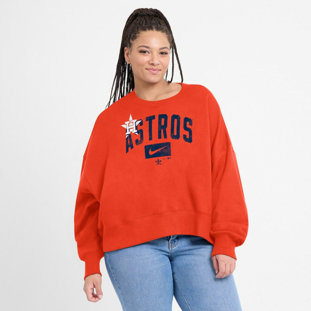 Houston Astros Nike Women's Oversized Cropped Pullover Sweatshirt - MLB