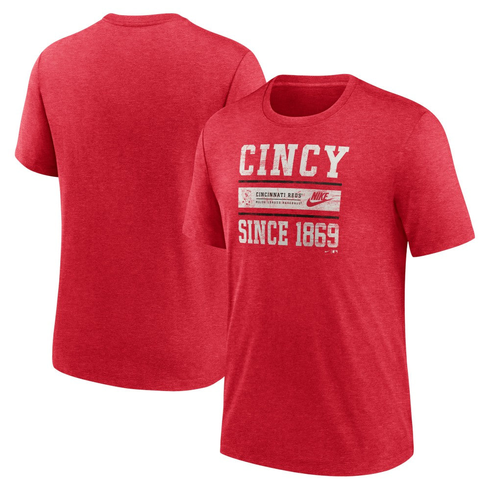 Cincinnati Reds Nike Cooperstown Collection Local Stack Tri-Blend T-Shirt - MLB