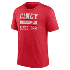 Cincinnati Reds Nike Cooperstown Collection Local Stack Tri-Blend T-Shirt - MLB