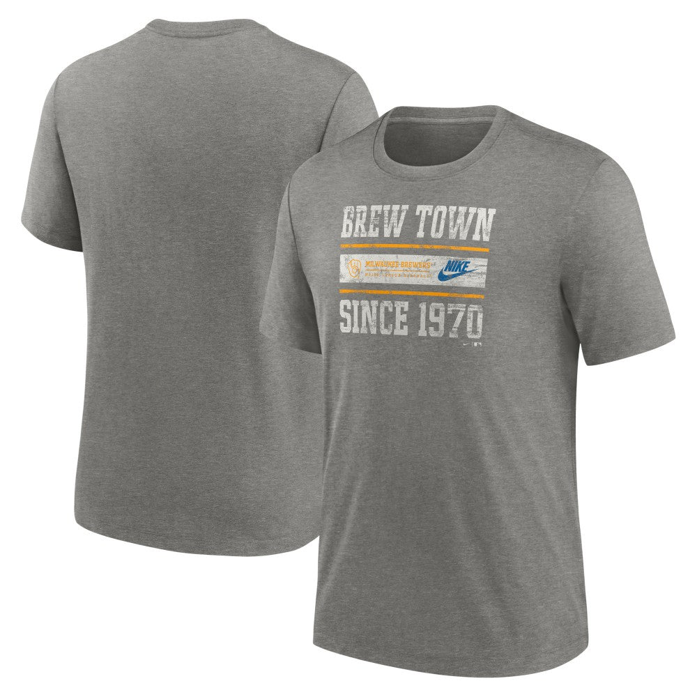 Milwaukee Brewers Nike Cooperstown Collection Local Stack Tri-Blend T-Shirt - MLB
