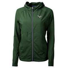 Philadelphia Eagles Cutter & Buck Women's Gridiron Classics Logo Adapt Eco Knit Hybrid Recycled Full-Zip Hoodie Hunter Green | NFL