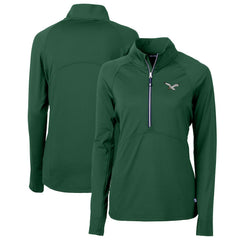 Philadelphia Eagles Cutter & Buck Women's Gridiron Classics Logo Adapt Eco Knit Stretch Recycled Half-Zip Pullover Top Green | NFL