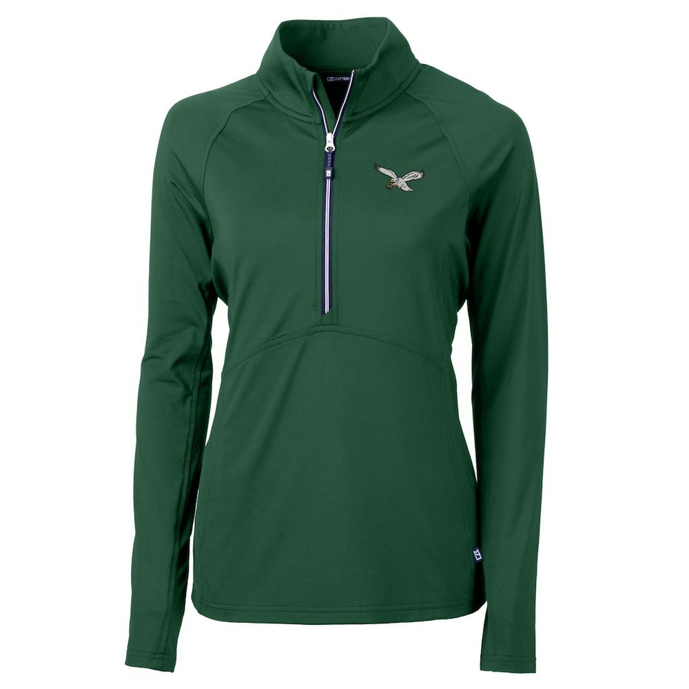 Philadelphia Eagles Cutter & Buck Women's Gridiron Classics Logo Adapt Eco Knit Stretch Recycled Half-Zip Pullover Top Green | NFL