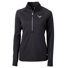 Philadelphia Eagles Cutter & Buck Women's Gridiron Classics Logo Adapt Eco Knit Stretch Recycled Half-Zip Pullover Top Black | NFL
