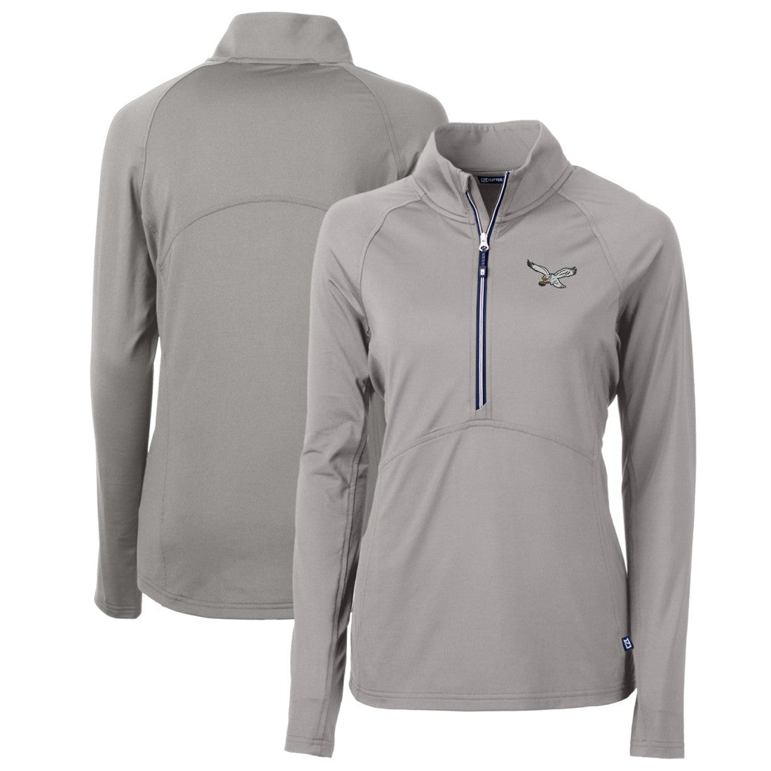 Philadelphia Eagles Cutter & Buck Women's Gridiron Classics Logo Adapt Eco Knit Stretch Recycled Half-Zip Pullover Top Gray | NFL