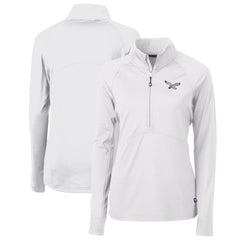 Philadelphia Eagles Cutter & Buck Women's Gridiron Classics Logo Adapt Eco Knit Stretch Recycled Half-Zip Pullover Top White | NFL