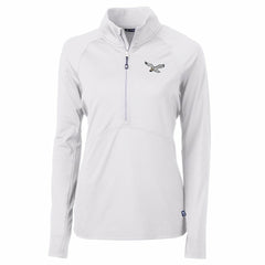 Philadelphia Eagles Cutter & Buck Women's Gridiron Classics Logo Adapt Eco Knit Stretch Recycled Half-Zip Pullover Top White | NFL