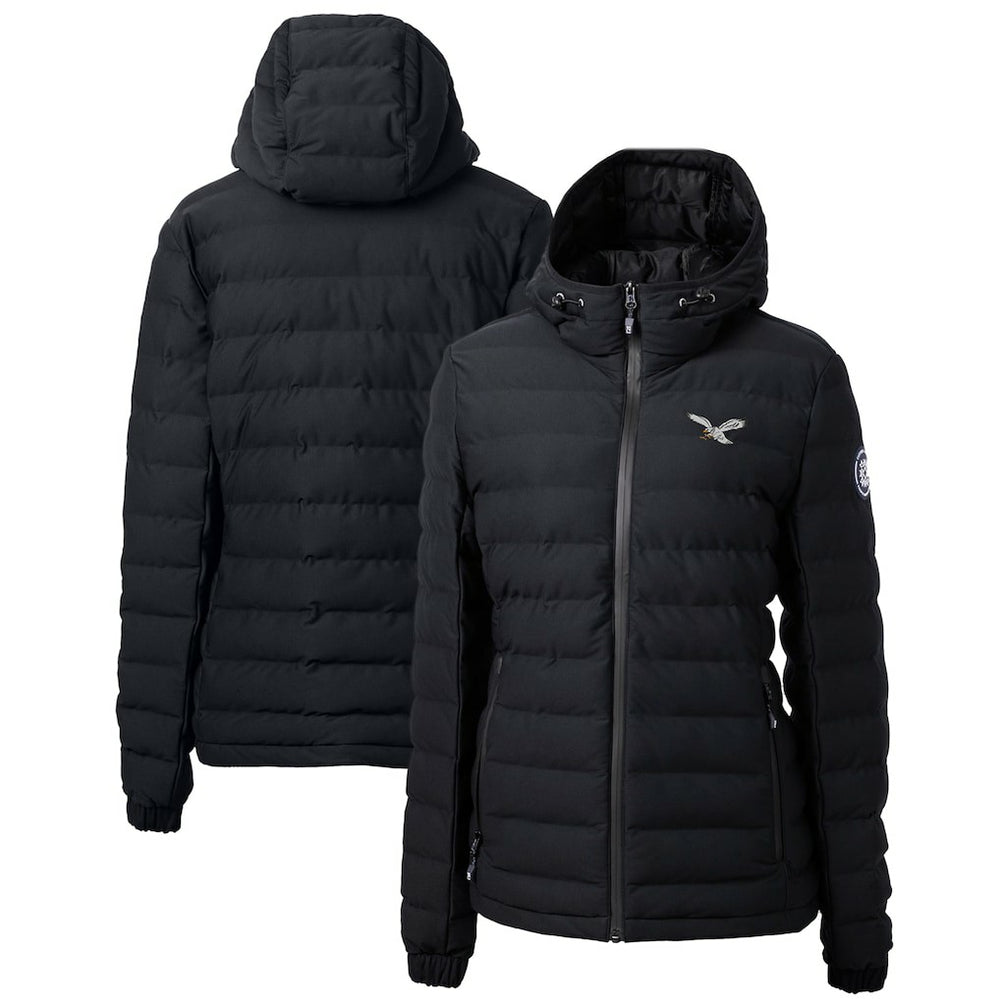 Philadelphia Eagles Cutter & Buck Women's Gridiron Classics Logo Mission Ridge Repreve Eco Insulated Full-Zip Puffer Jacket Black | NFL