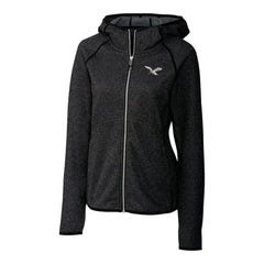 Philadelphia Eagles Cutter & Buck Women's Gridiron Classics Logo Mainsail Sweater-Knit Full-Zip Hoodie Heather Charcoal | NFL