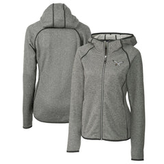 Philadelphia Eagles Cutter & Buck Women's Gridiron Classics Logo Mainsail Sweater-Knit Full-Zip Hoodie Heather Gray | NFL