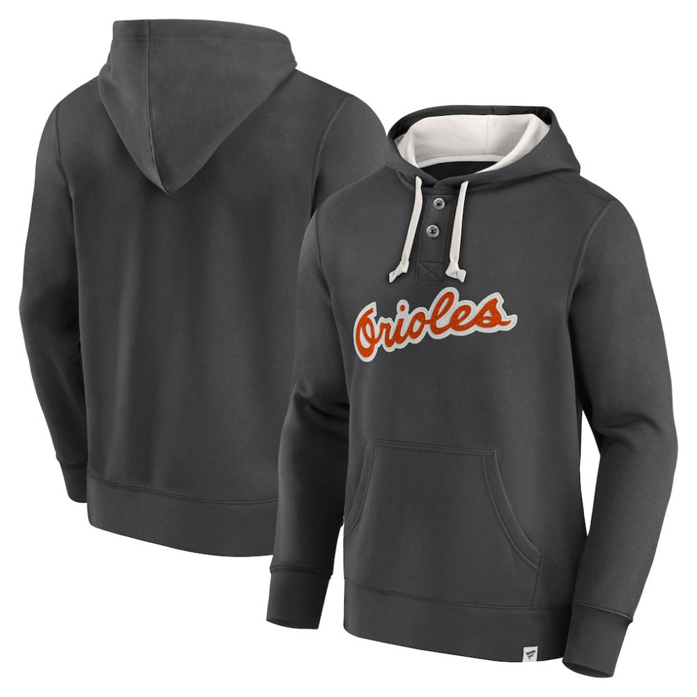 Fanatics Baltimore Orioles Black Plan for Adversity Henley Fleece Pullover Hoodie Hoodies - MLB