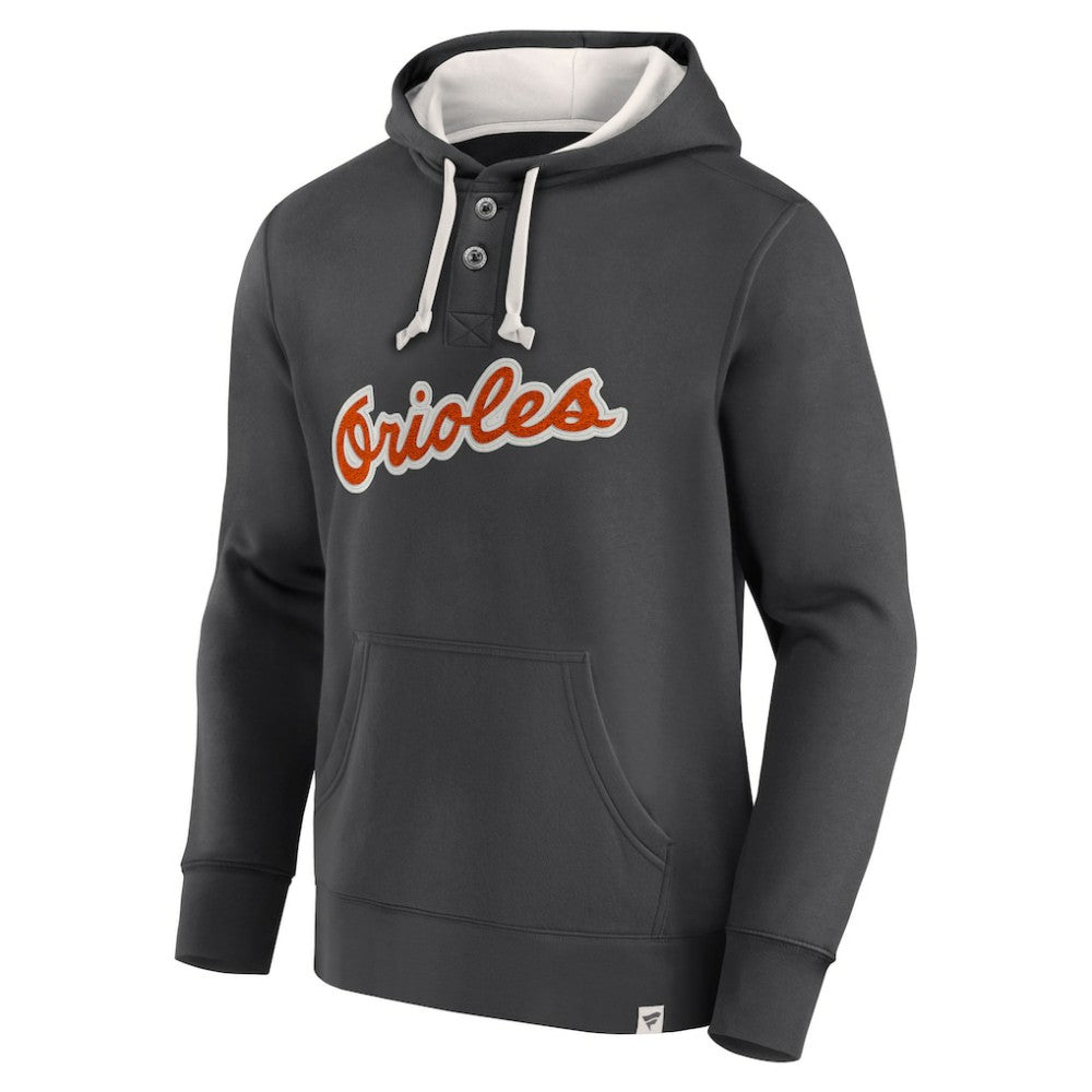 Fanatics Baltimore Orioles Black Plan for Adversity Henley Fleece Pullover Hoodie Hoodies - MLB