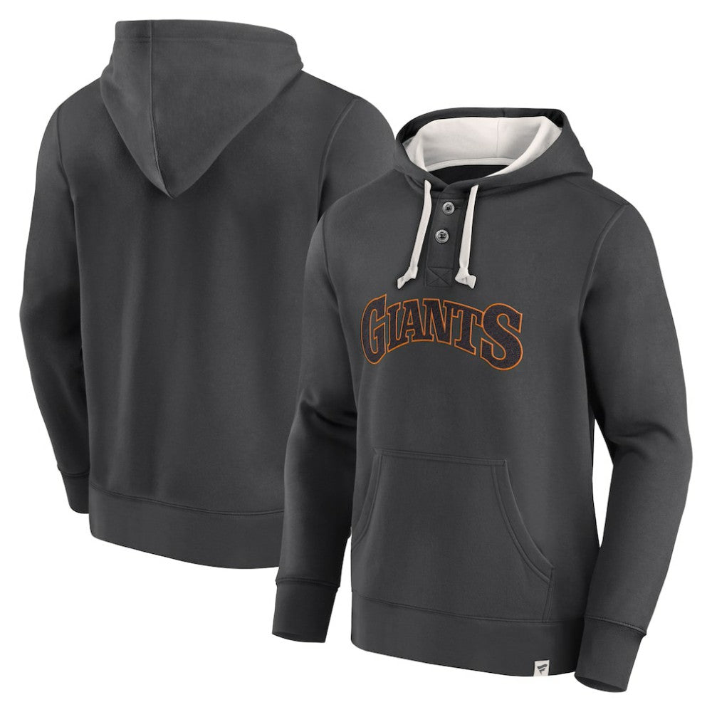 Fanatics San Francisco Giants Black Plan for Adversity Henley Fleece Pullover Hoodie Hoodies - MLB
