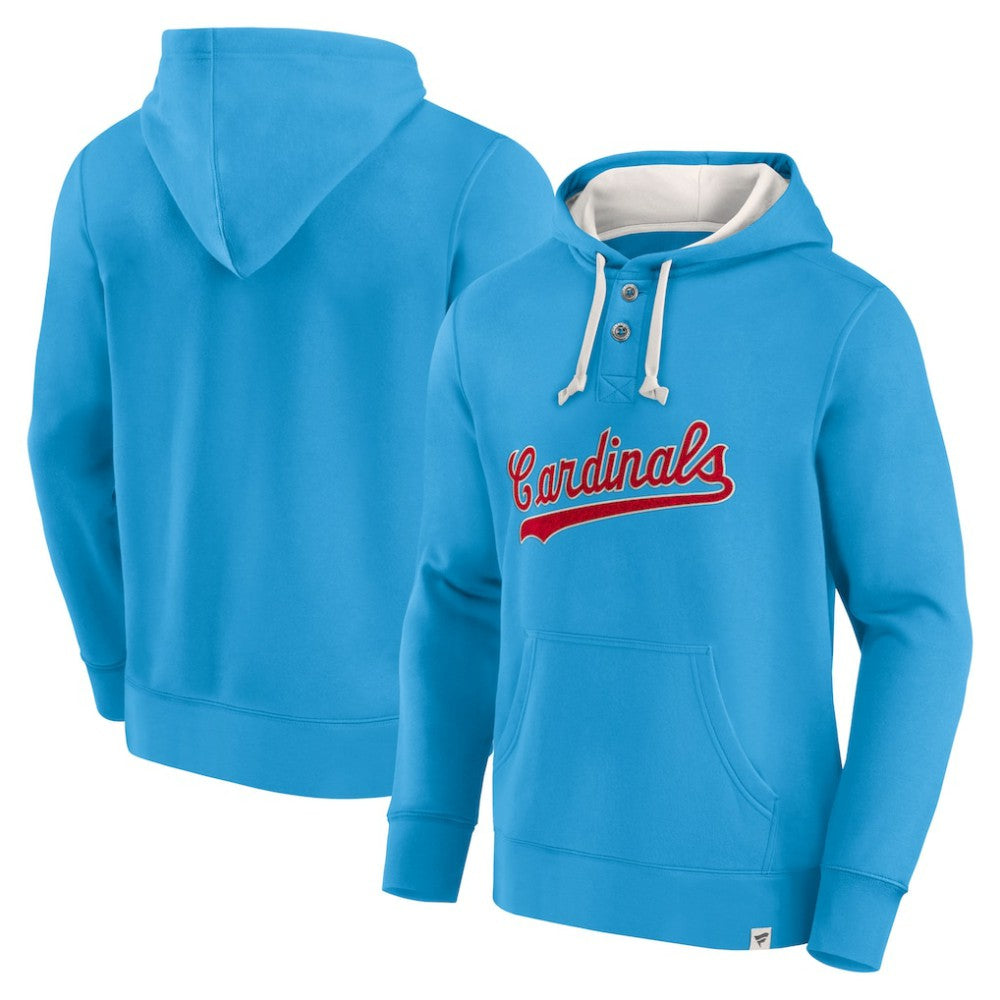 Fanatics St. Louis Cardinals Light Blue Plan for Adversity Henley Fleece Pullover Hoodie Hoodies - MLB