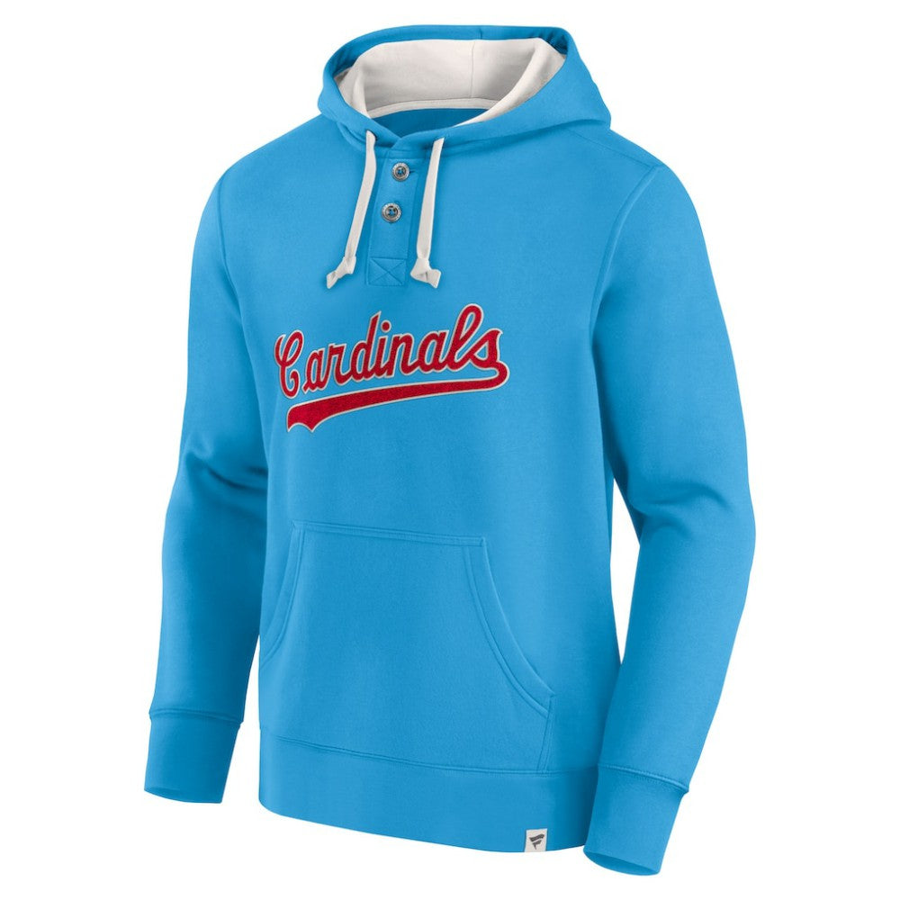 Fanatics St. Louis Cardinals Light Blue Plan for Adversity Henley Fleece Pullover Hoodie Hoodies - MLB