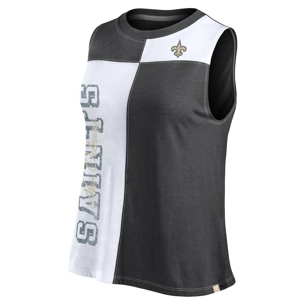 New Orleans Saints FanaticsWomen's Script Color Block Tank Top Black/White | Fanatics