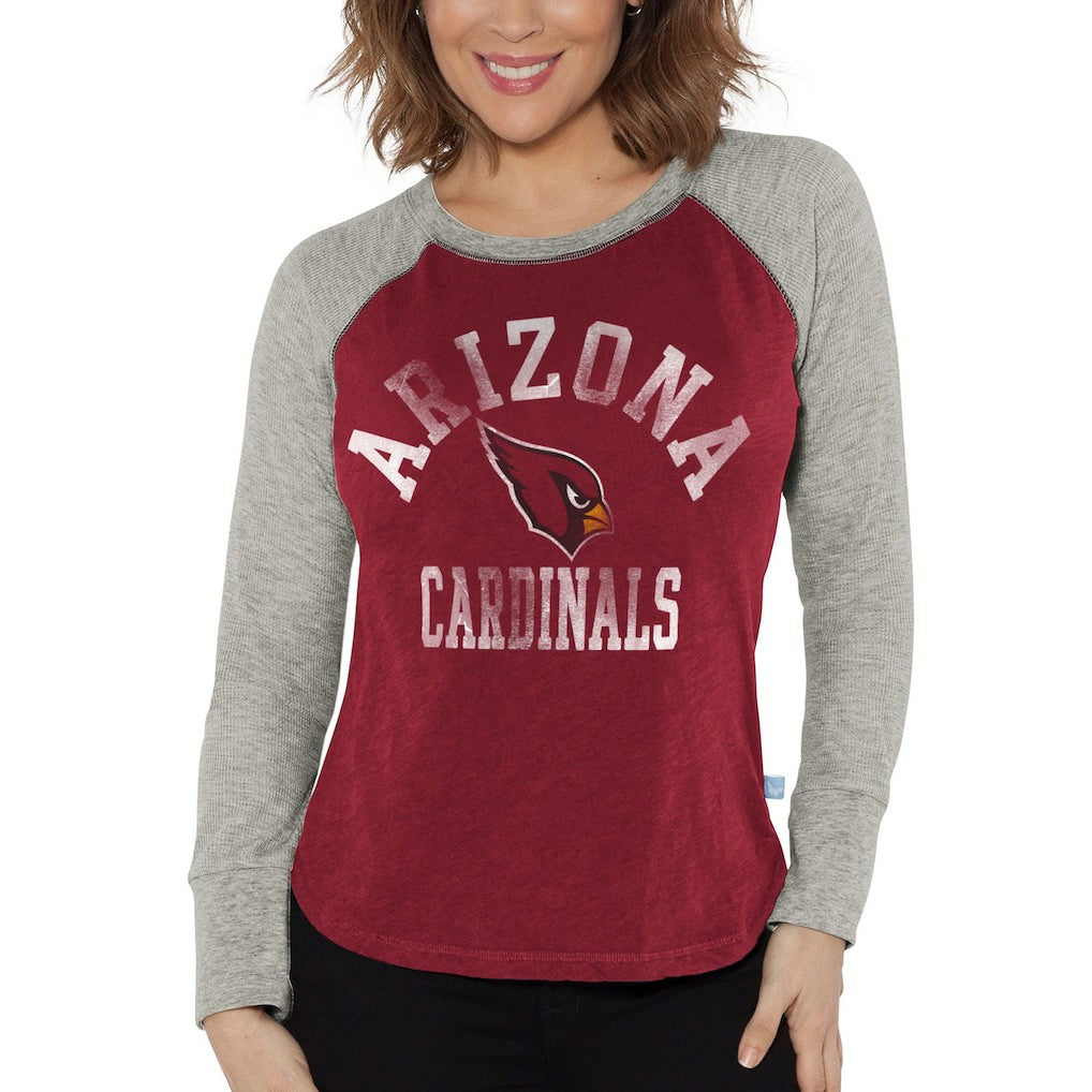 Arizona Cardinals G-III 4Her by Carl Banks Women's Waffle Knit Raglan Long Sleeve T-Shirt Cardinal/Heather Gray | NFL