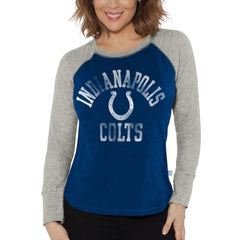 Indianapolis Colts G-III 4Her by Carl Banks Women's Waffle Knit Raglan Long Sleeve T-Shirt Royal/Heather Gray | NFL