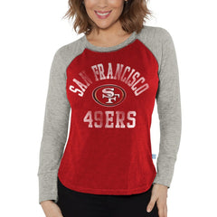 San Francisco 49ers G-III 4Her by Carl Banks Women's Waffle Knit Raglan Long Sleeve T-Shirt Scarlet/Heather Gray | NFL