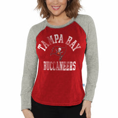Tampa Bay Buccaneers G-III 4Her by Carl Banks Women's Waffle Knit Raglan Long Sleeve T-Shirt Red/Heather Gray | NFL