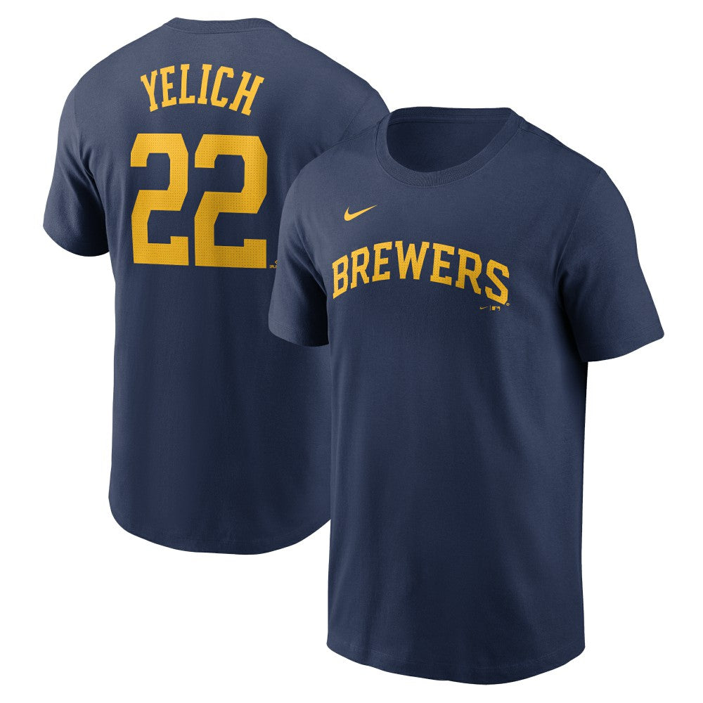 Christian Yelich Milwaukee Brewers Nike Fuse Name & Number T-Shirt - MLB