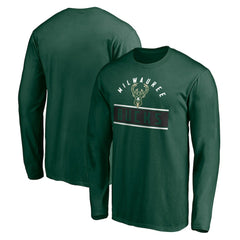 Milwaukee Bucks Team Arch Knockout Long Sleeve T-Shirt Hunter Green - NBA