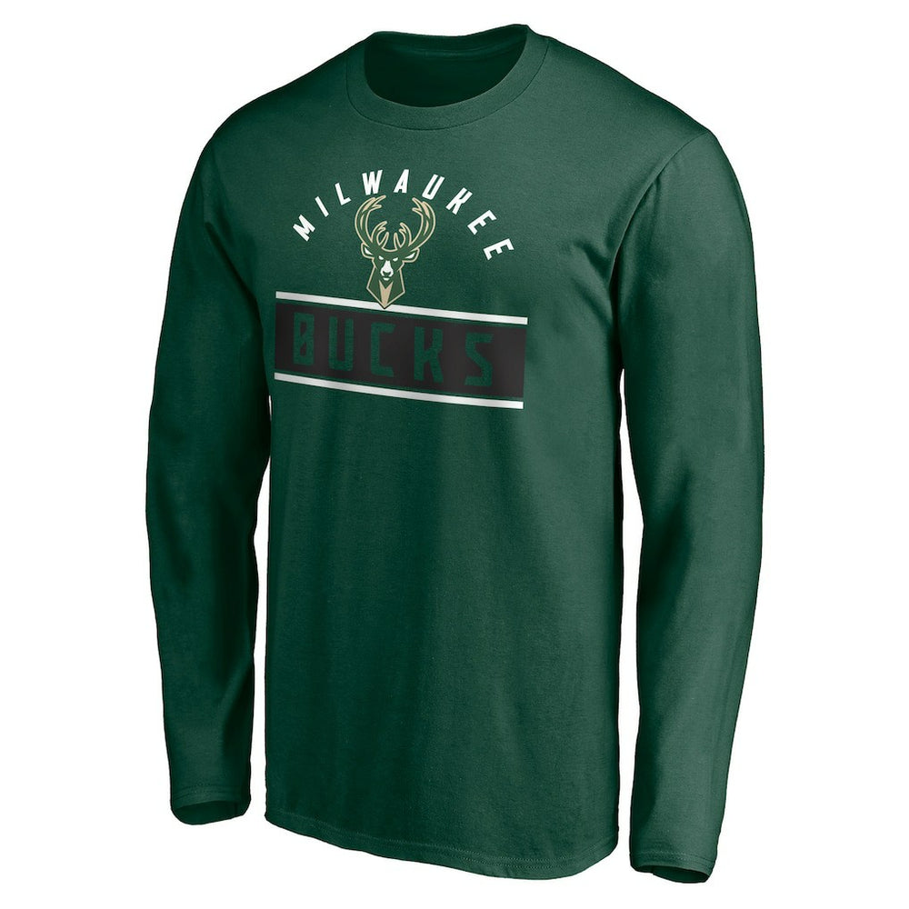 Milwaukee Bucks Team Arch Knockout Long Sleeve T-Shirt Hunter Green - NBA