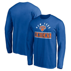 New York Knicks Team Arch Knockout Long Sleeve T-Shirt Blue - NBA