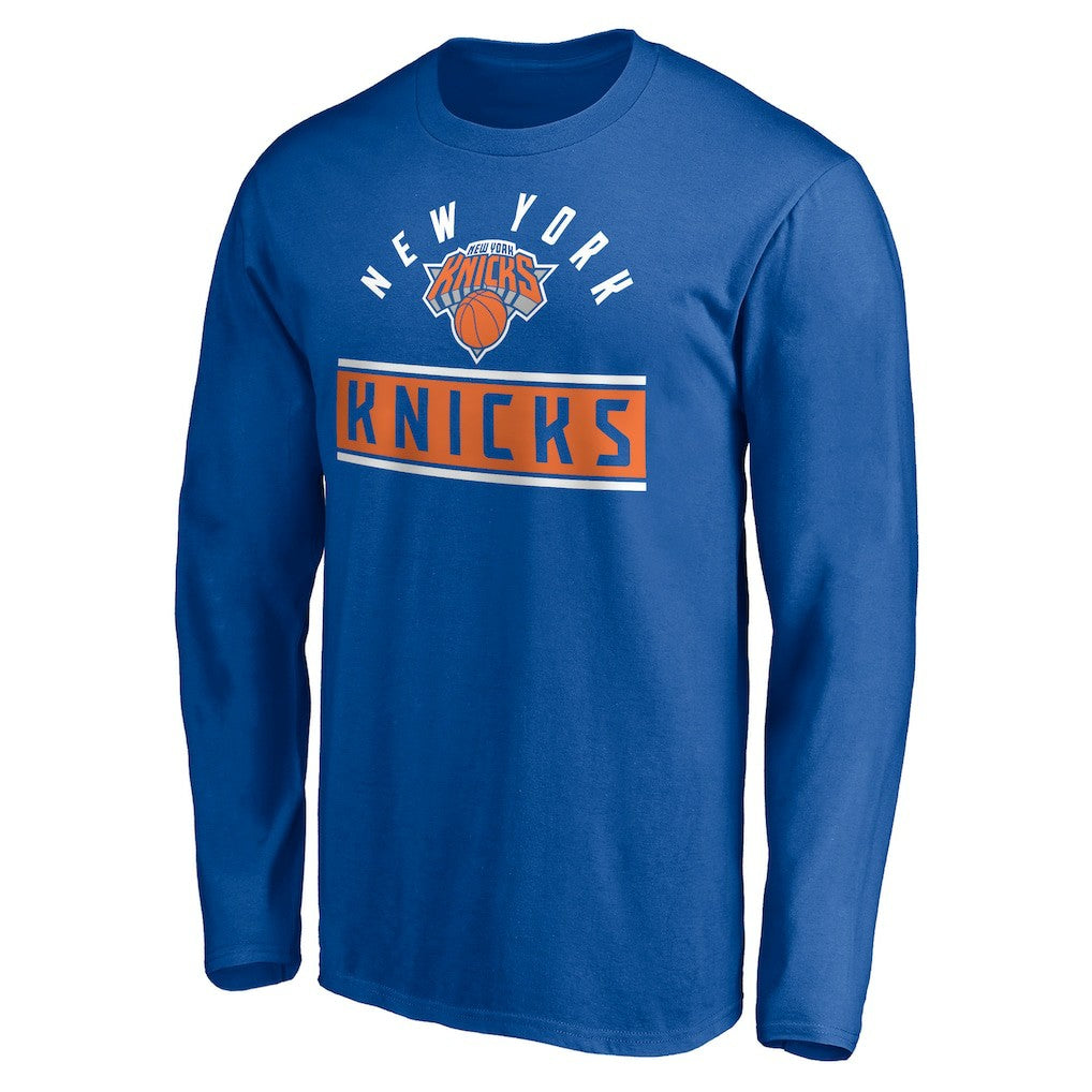 New York Knicks Team Arch Knockout Long Sleeve T-Shirt Blue - NBA