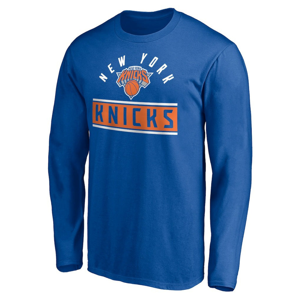 New York Knicks Team Arch Knockout Long Sleeve T-Shirt Blue - NBA