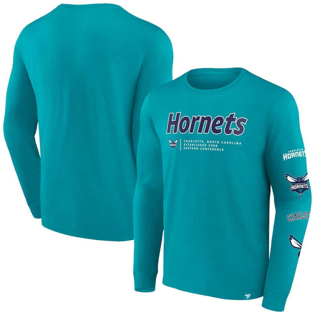Charlotte Hornets Baseline Long Sleeve T-Shirt Teal - NBA