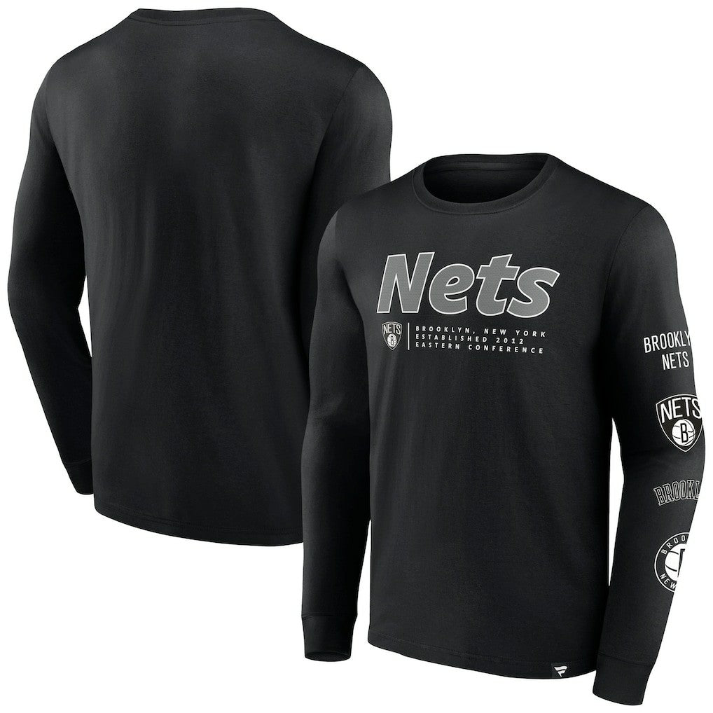 Brooklyn Nets Baseline Long Sleeve T-Shirt Black - NBA