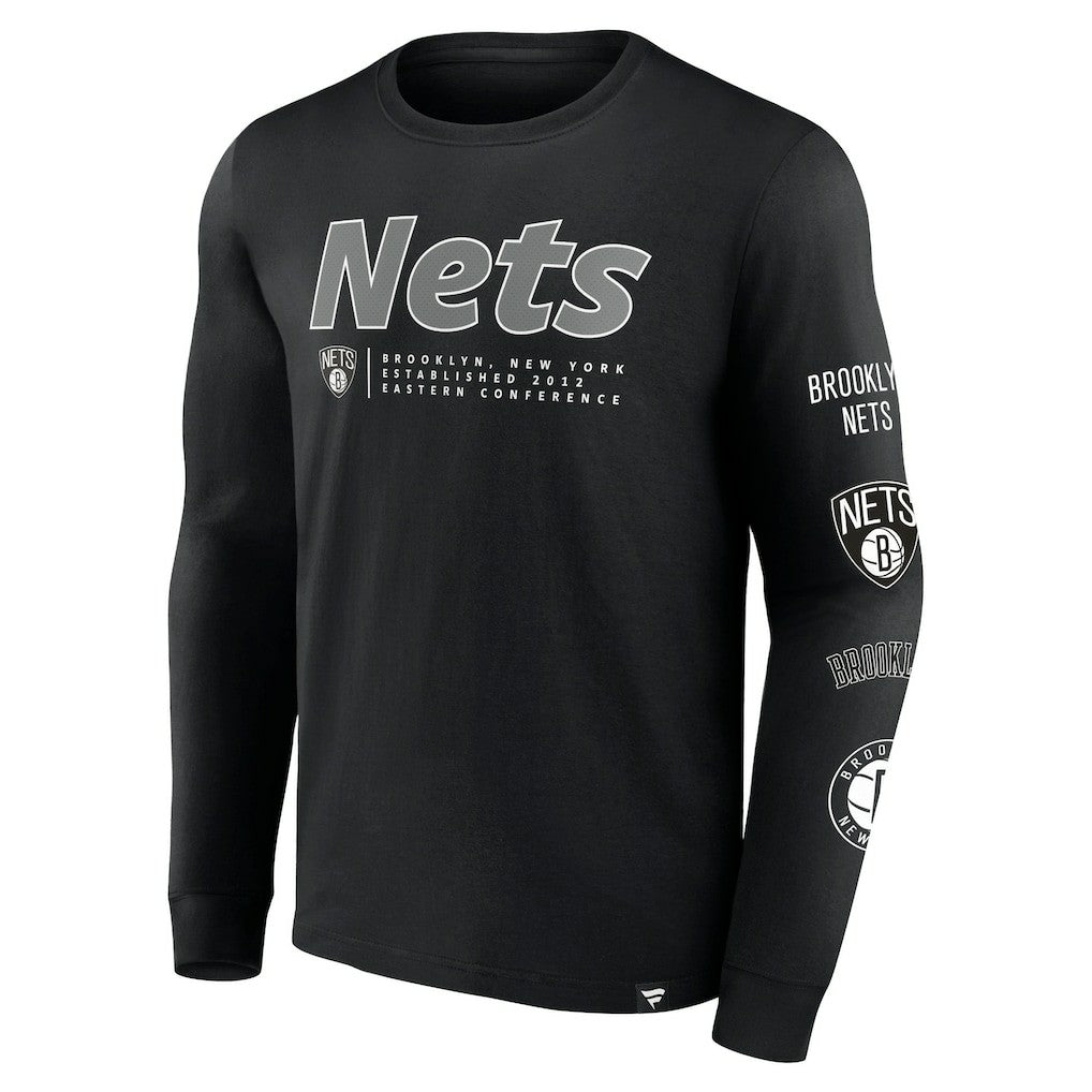 Brooklyn Nets Baseline Long Sleeve T-Shirt Black - NBA