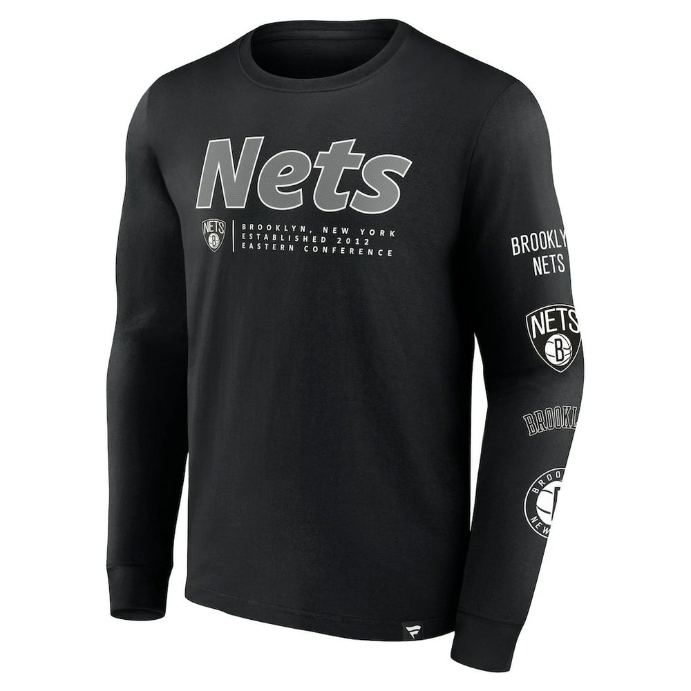 Brooklyn Nets Baseline Long Sleeve T-Shirt Black - NBA
