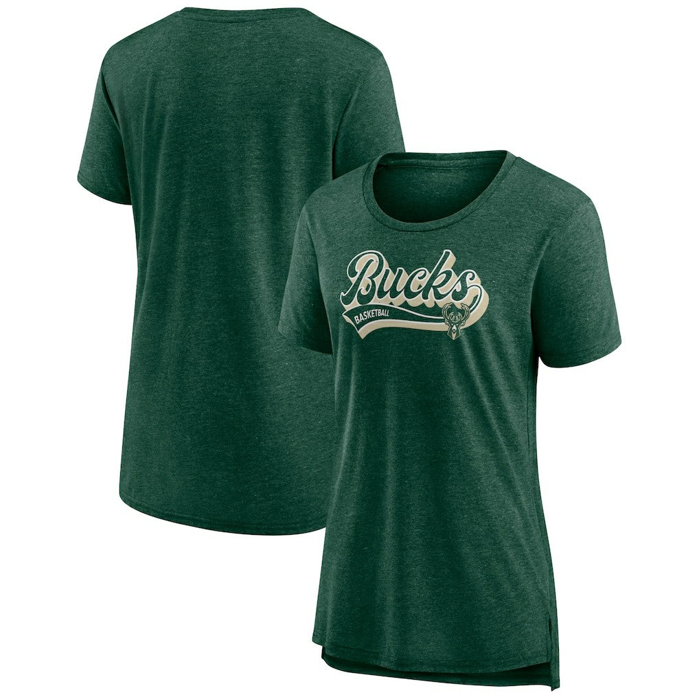 Milwaukee Bucks Women's League Leader Tri-Blend T-Shirt Hunter Green - NBA