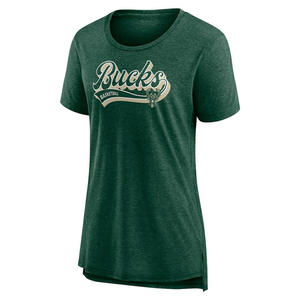 Milwaukee Bucks Women's League Leader Tri-Blend T-Shirt Hunter Green - NBA