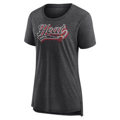 Miami Heat Women's League Leader Tri-Blend T-Shirt Heather Charcoal - NBA