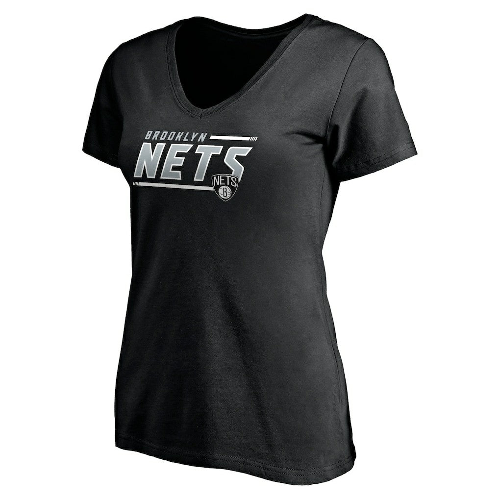 Brooklyn Nets Women's Mascot In Bounds V-Neck T-Shirt Black - NBA