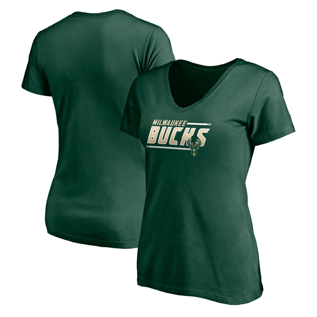 Milwaukee Bucks Women's Mascot In Bounds V-Neck T-Shirt Hunter Green - NBA